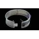 Brazalete rígido de plata, oro y amatista
