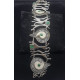 Pulsera artículada de plata, malaquita y marfil