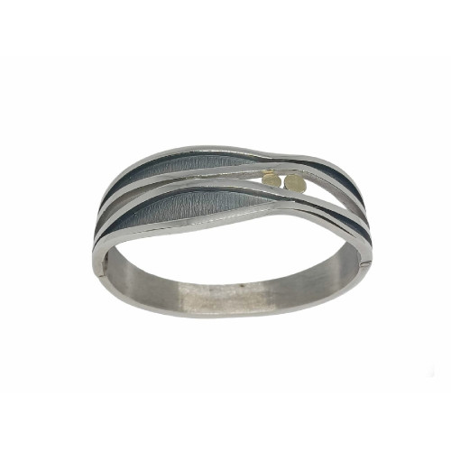 Brazalete rígido de plata y oro