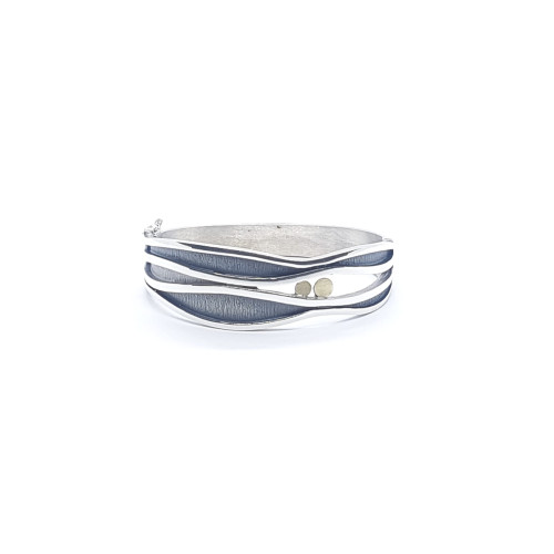 Brazalete rígido de plata y oro