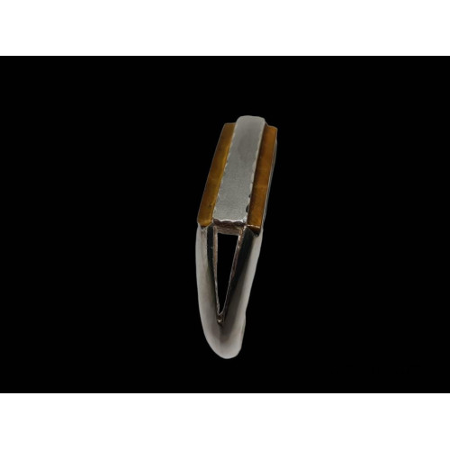 Brazalete rígido de plata con cuarzo de ojo de tigre