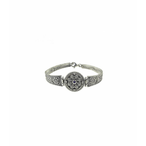 Brazalete rígido de plata con circonitas