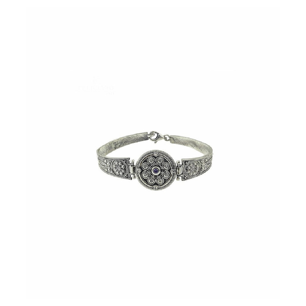Brazalete rígido de plata con circonitas