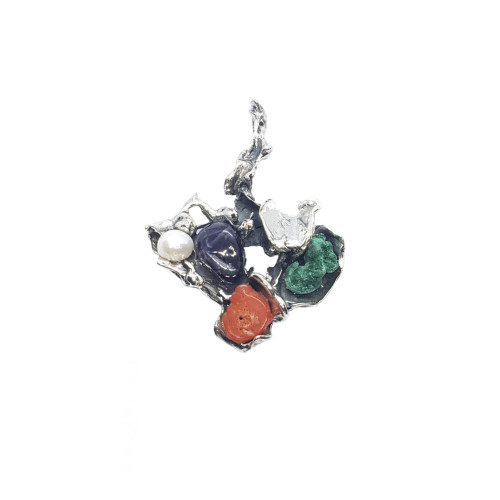 Colgante de plata con coral y perla