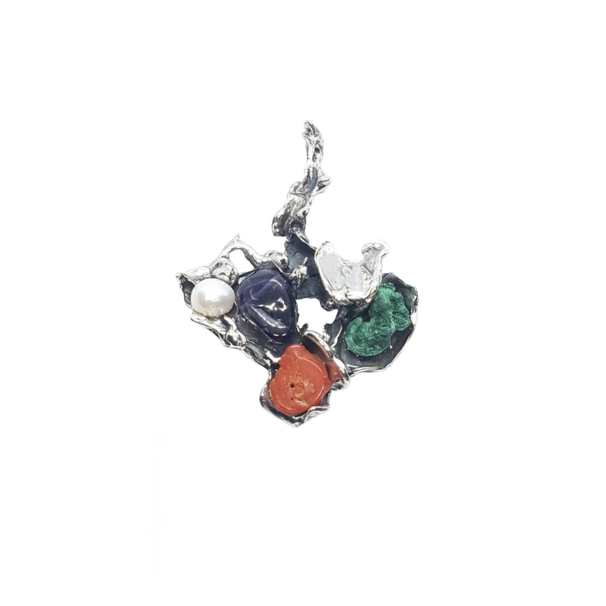Colgante de plata con coral y perla