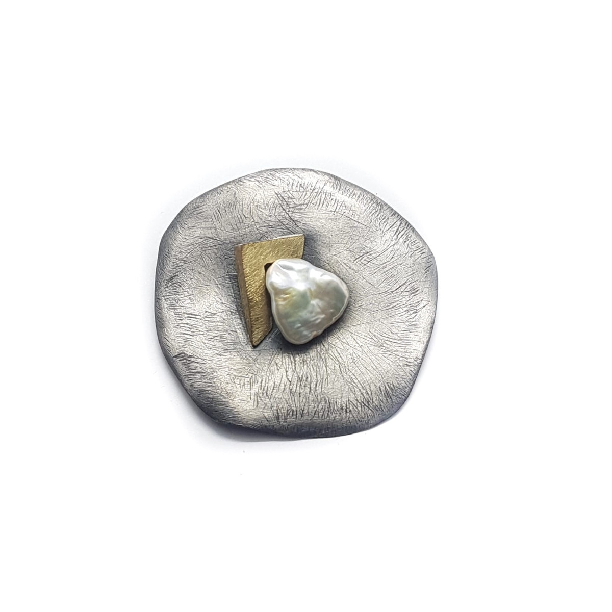 COLGANTE DE PLATA Y ORO AMARILLO CON PERLA NATURAL CULTIVADA