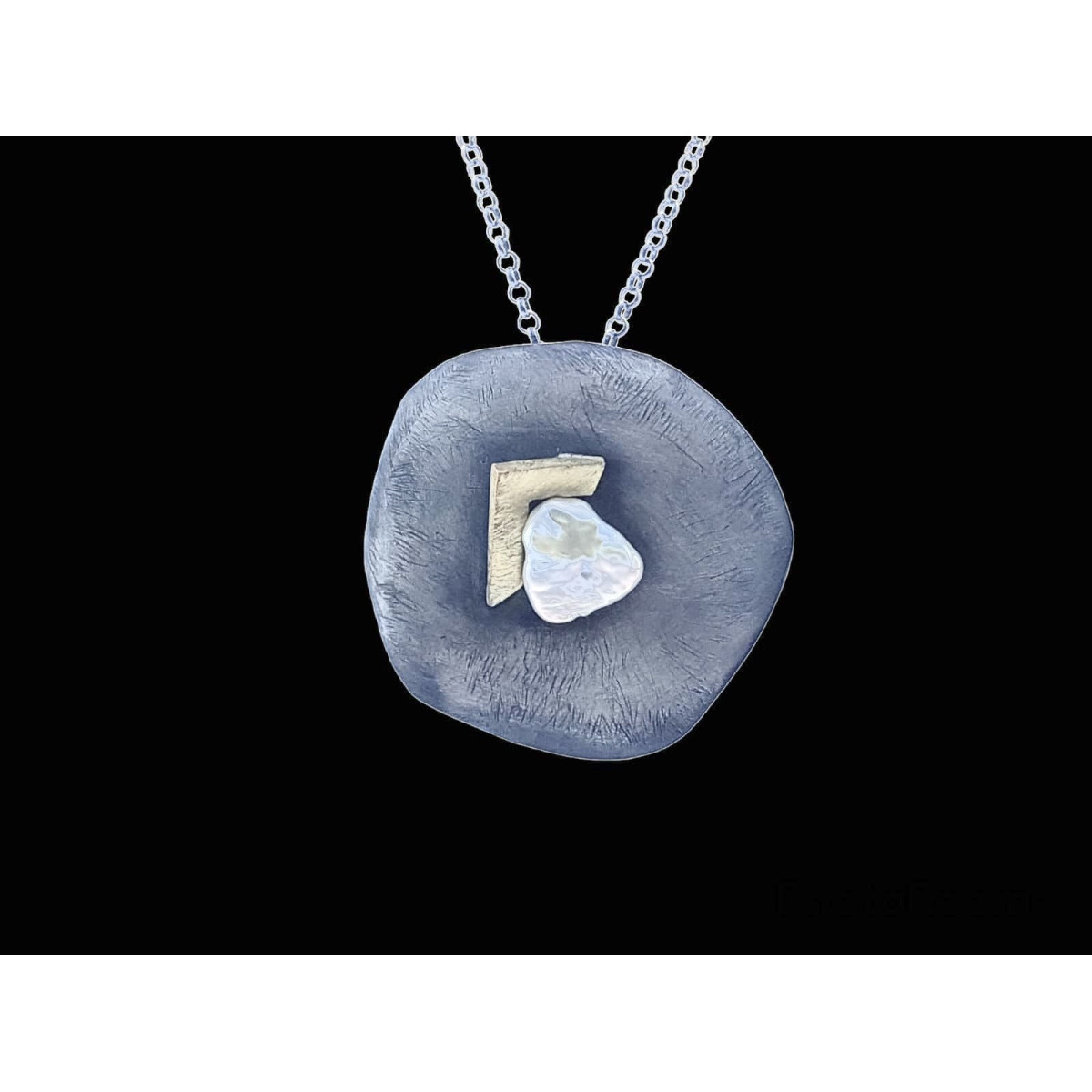 COLGANTE DE PLATA Y ORO AMARILLO CON PERLA NATURAL CULTIVADA