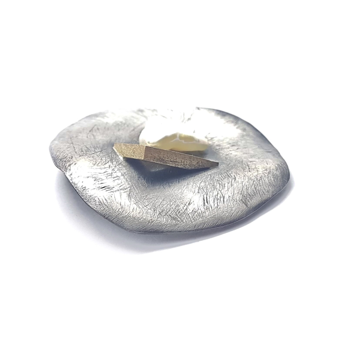 COLGANTE DE PLATA Y ORO AMARILLO CON PERLA NATURAL CULTIVADA