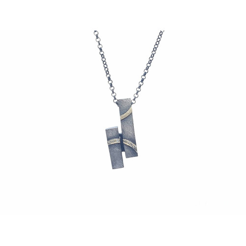 COLGANTE DE PLATA Y ORO AMARILLO CON DIAMANTES