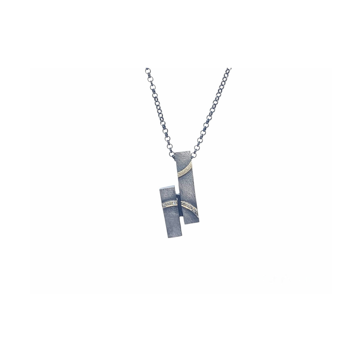 COLGANTE DE PLATA Y ORO AMARILLO CON DIAMANTES