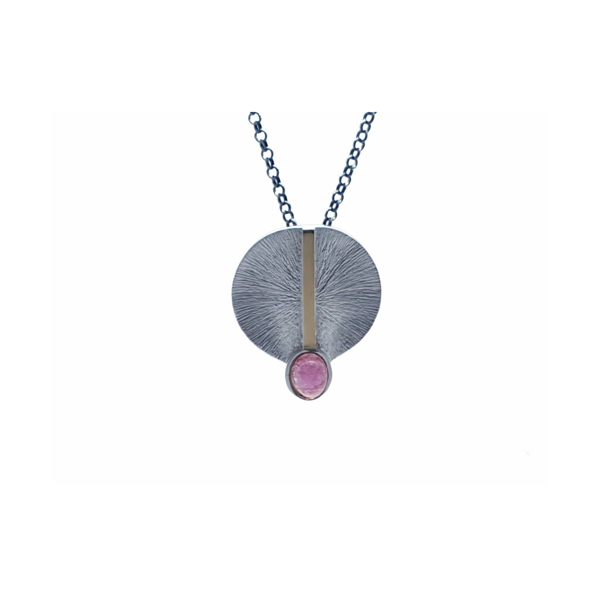 COLGANTE DE PLATA Y ORO AMARILLO CON TURMALINA ROSA