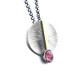 COLGANTE DE PLATA Y ORO AMARILLO CON TURMALINA ROSA