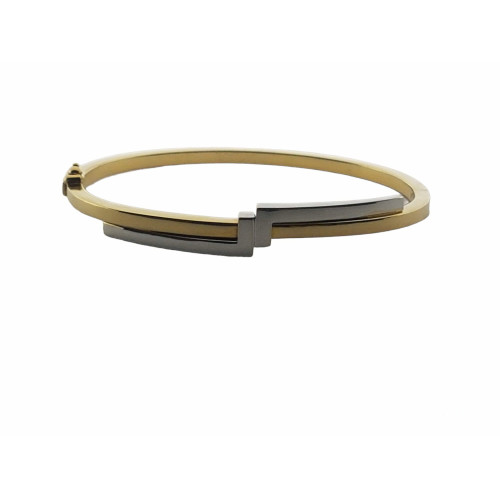 BRAZALETE RÍGIDO DE ORO BLANCO Y ORO AMARILLO