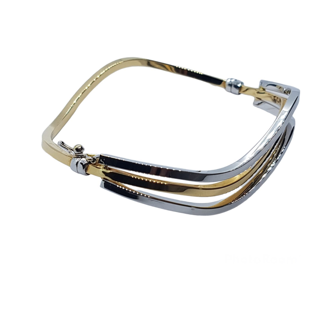BRAZALETE RÍGIDO DE ORO BLANCO Y ORO AMARILLO