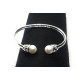 BRAZALETE RÍGIDO DE ORO BLANCO CON DIAMANTES Y PERLAS