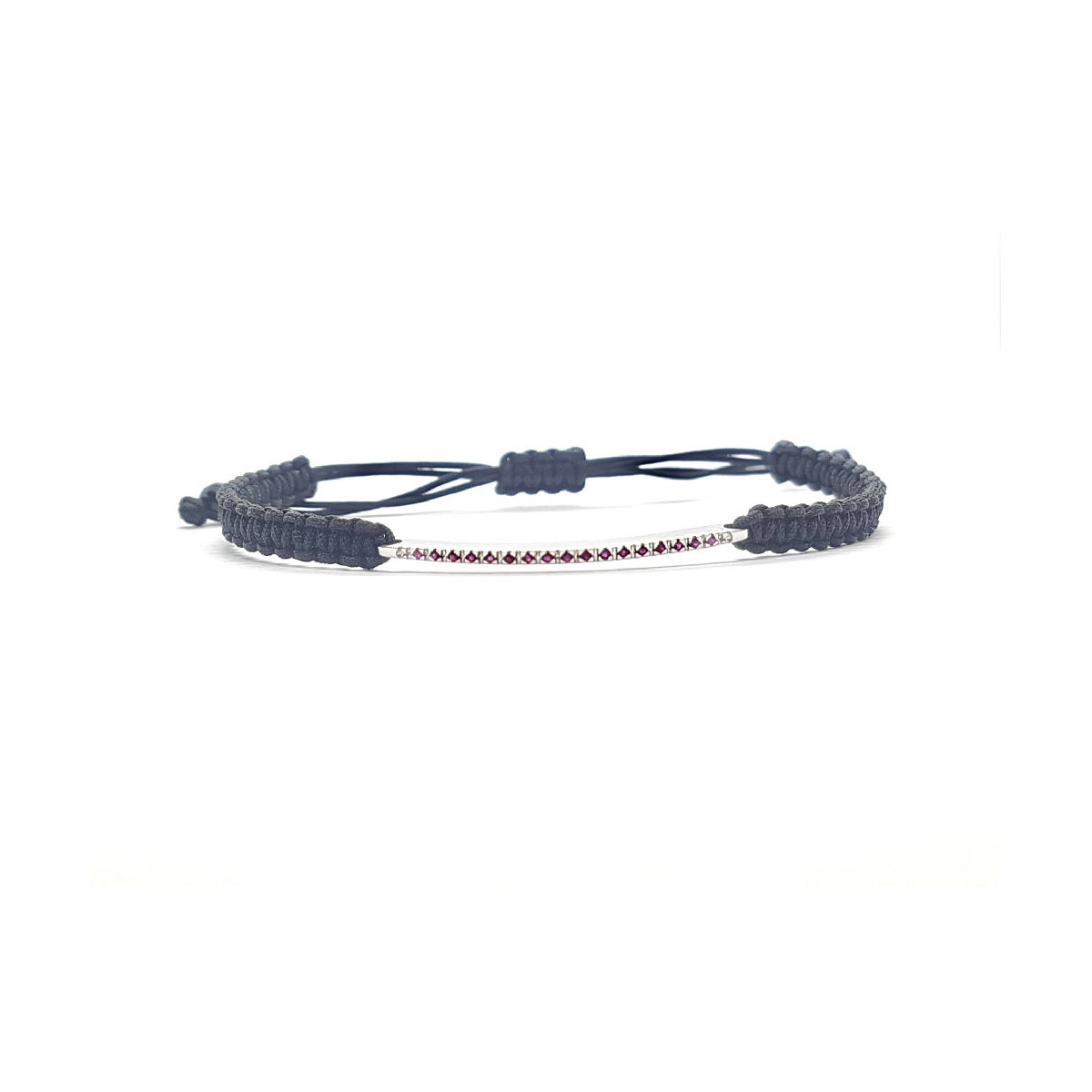 Pulsera estilo Rivière de oro blanco y rubíes