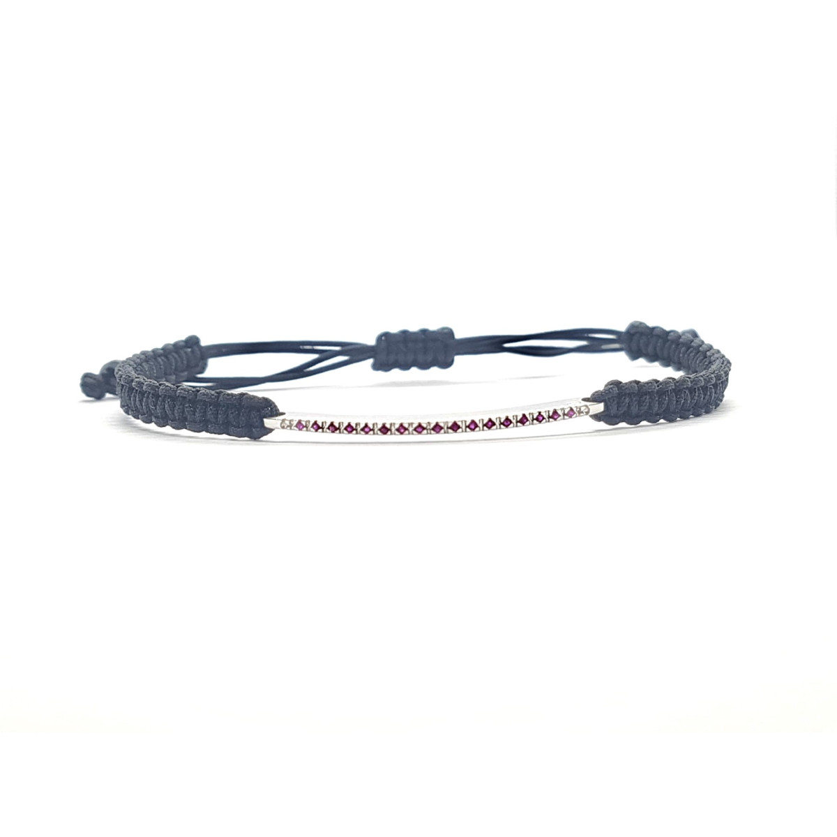 Pulsera estilo Rivière de oro blanco y rubíes