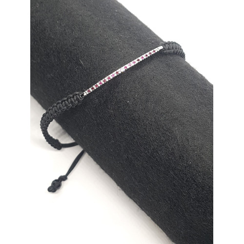 Pulsera estilo Rivière de oro blanco y rubíes