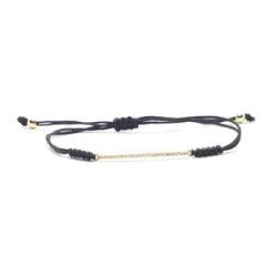 Pulsera estilo Rivière de macramé con una barra de oro y diamantes