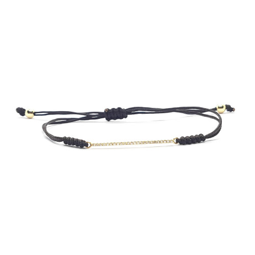 Pulsera estilo Rivière de macramé con una barra de oro y diamantes
