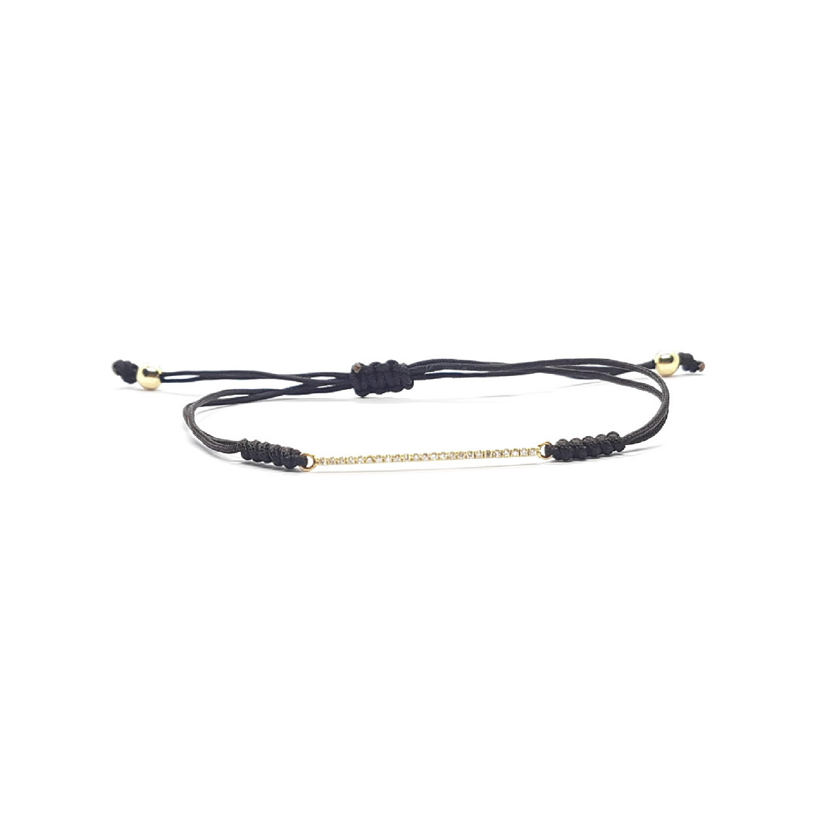 Pulsera estilo Rivière de macramé con una barra de oro y diamantes