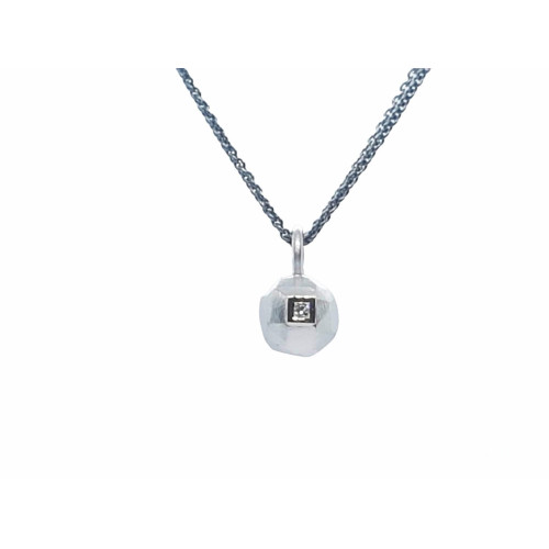 Gargantilla de plata y oro con diamante