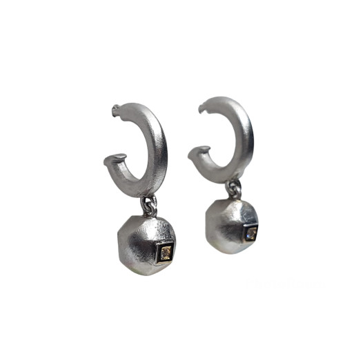 Pendientes de plata y oro con diamantes
