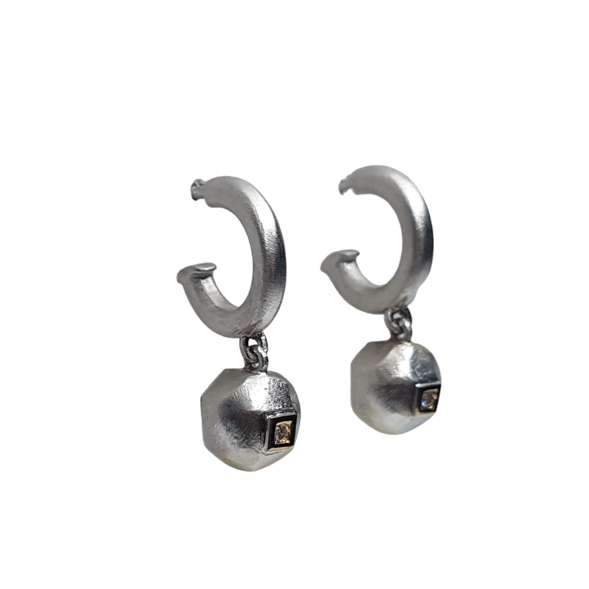Pendientes de plata y oro con diamantes