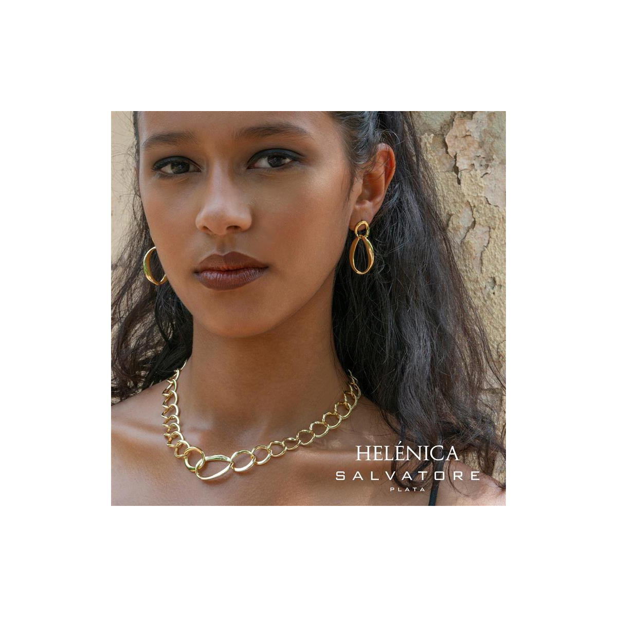 Collar de plata chapada, eslabones grandes