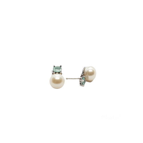 Pendientes de plata con perla y circonitas