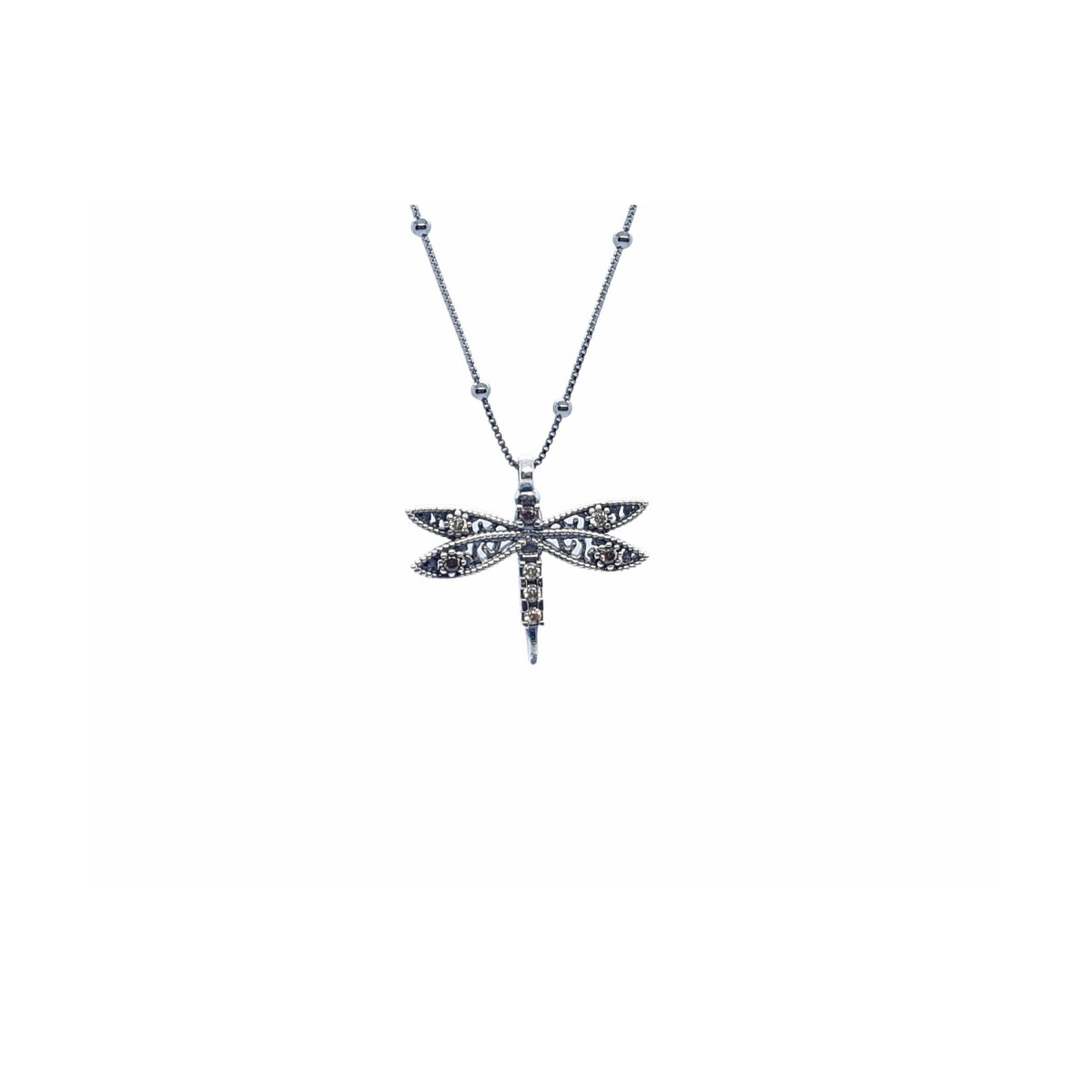 Collar de plata con forma de libelula y circonitas