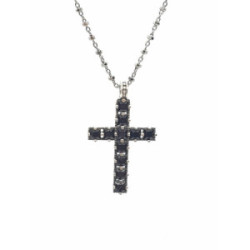 Collar de plata con forma de cruz y circonitas