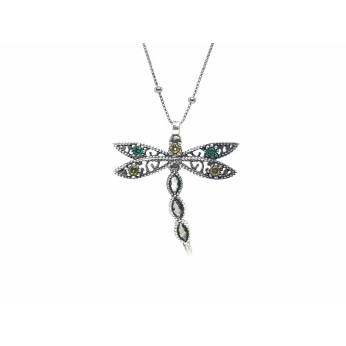 Collar de plata con forma de libélula y circonitas