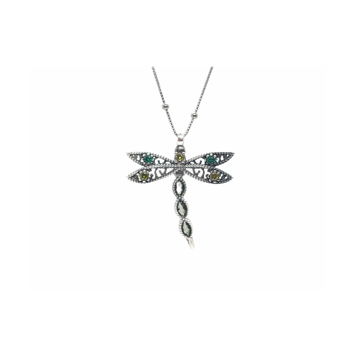Collar de plata con forma de libélula y circonitas