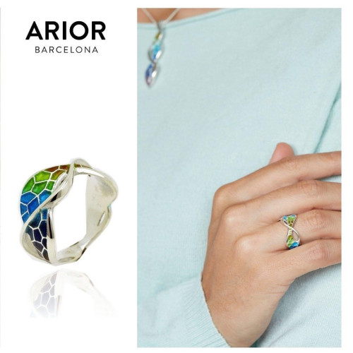 Anillo de plata  con esmalte