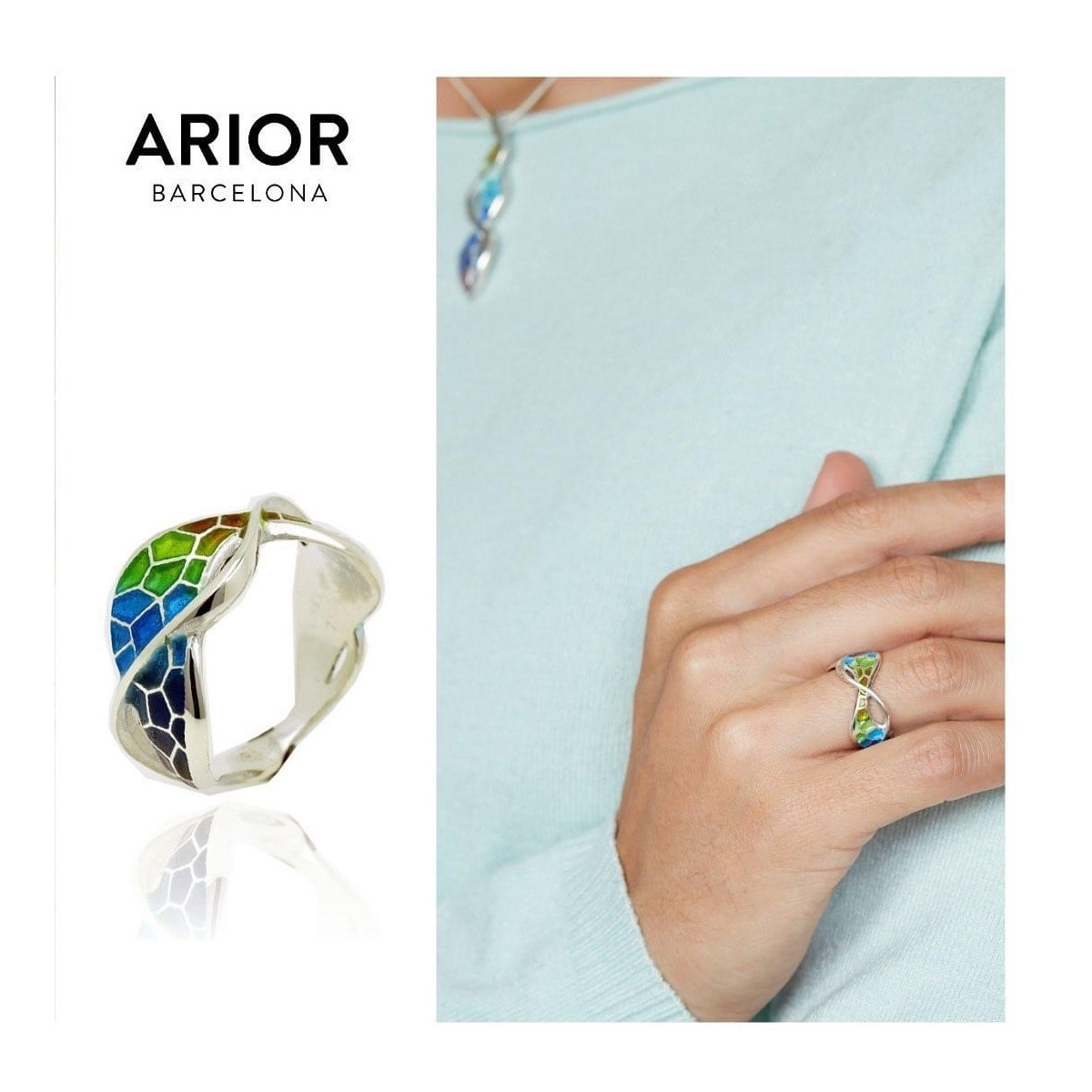 Anillo de plata  con esmalte