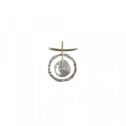 Colgante de plata y oro con perla natural cultivada y diamante