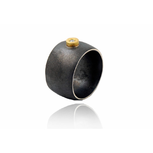 Anillo de plata y oro con diamante