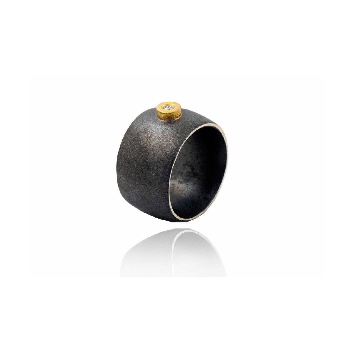 Anillo de plata y oro con diamante