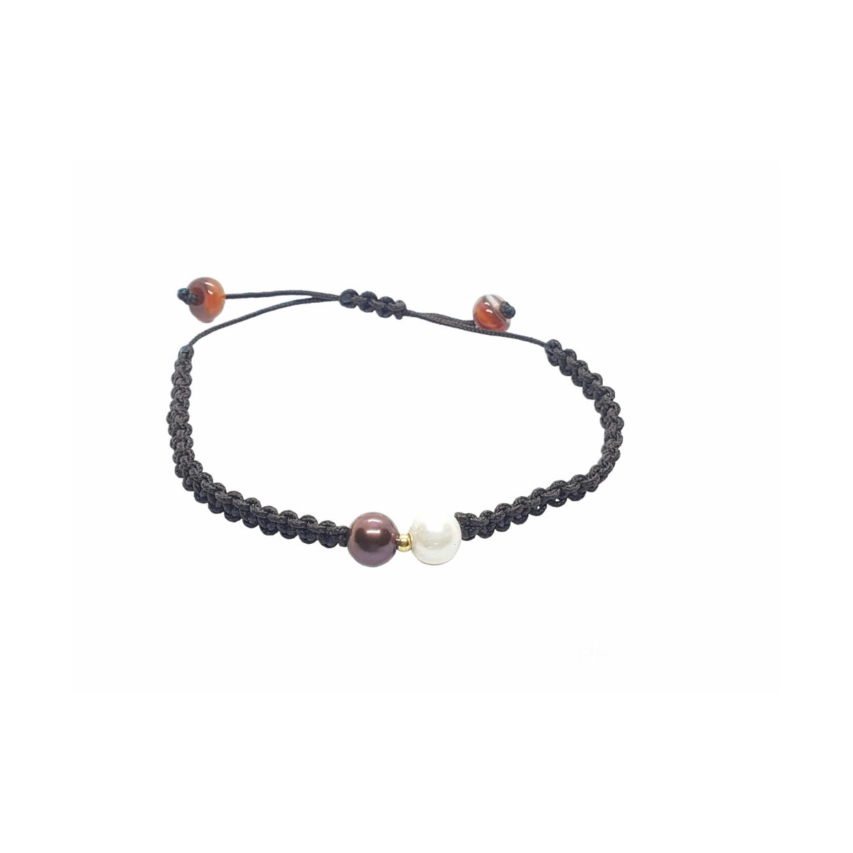 PULSERA DE ORO CON MACRAMÉ Y PERLAS NATURALES CULTIVADAS