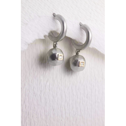 Pendientes de plata y oro con diamantes