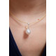 Gargantilla de plata y oro con diamante y perla natural cultivada Australiana