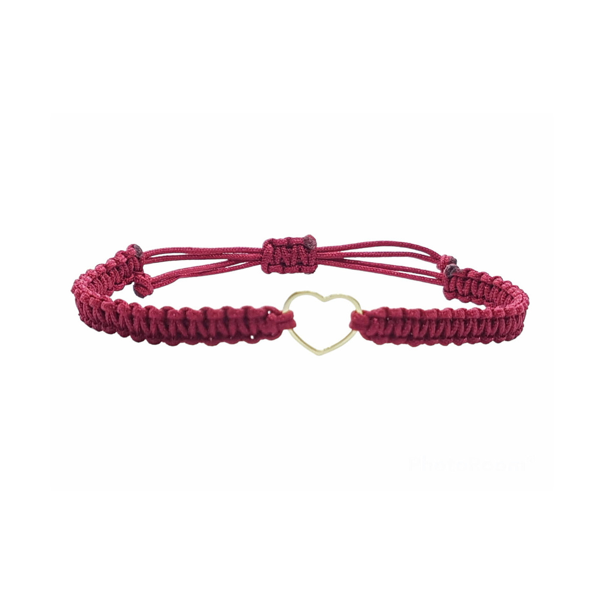 Pulsera de macramé con un corazón de oro