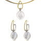 Pendientes de plata y oro con perla natural cultivada