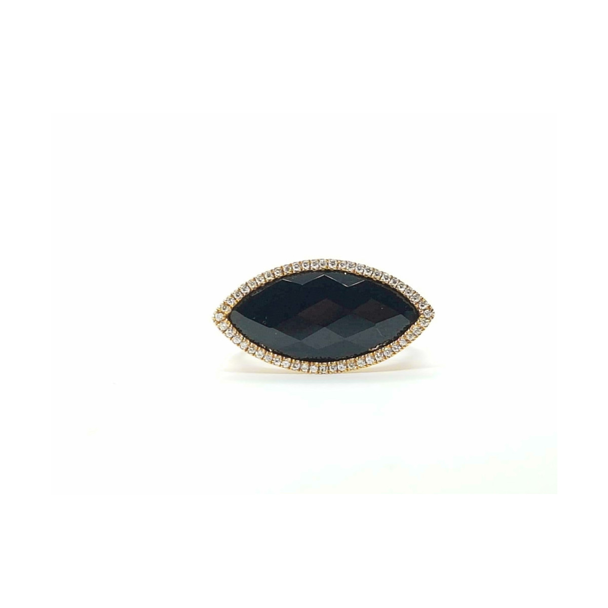 ANILLO DE ORO ROSA  con DIAMANTES y ónix
