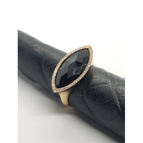 ANILLO DE ORO ROSA  con DIAMANTES y ónix