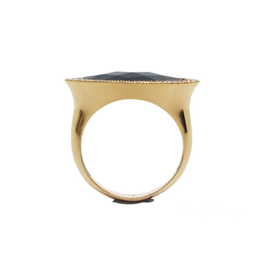 ANILLO DE ORO ROSA  con DIAMANTES y ónix