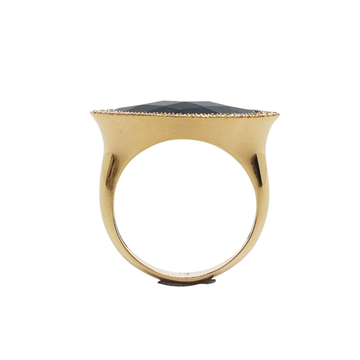ANILLO DE ORO ROSA  con DIAMANTES y ónix