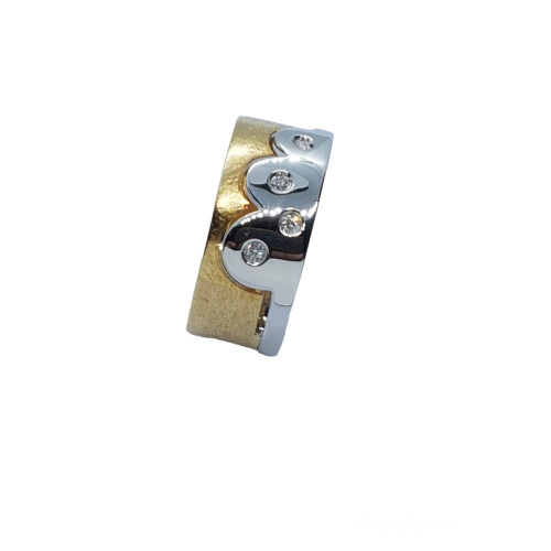 Anillo de oro blanco y oro amarillo con diamantes