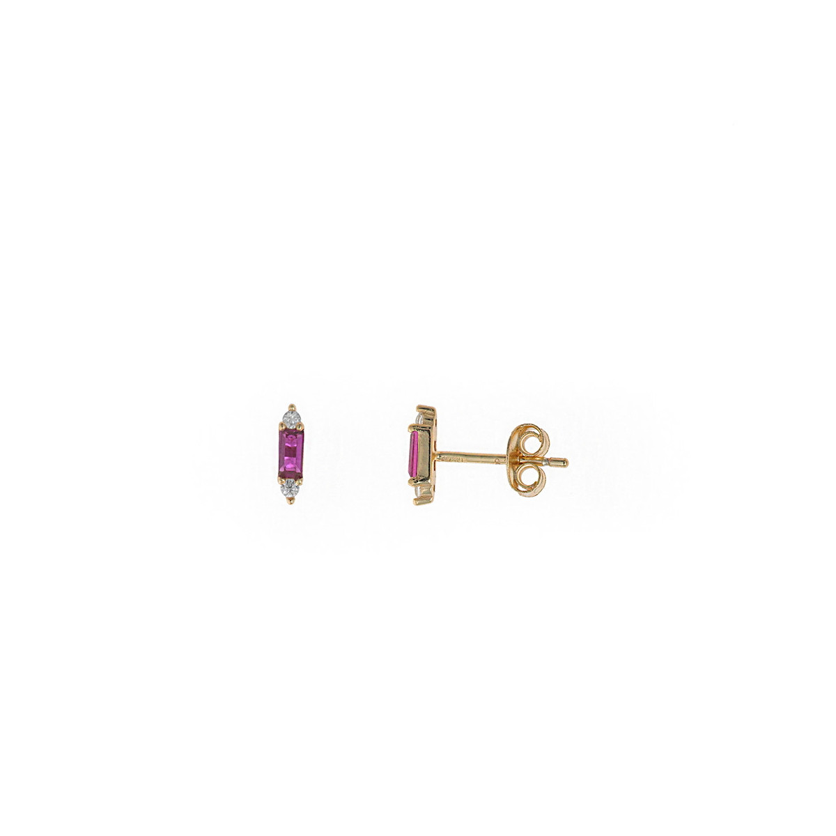 Pendientes pequeños con circonitas rojas